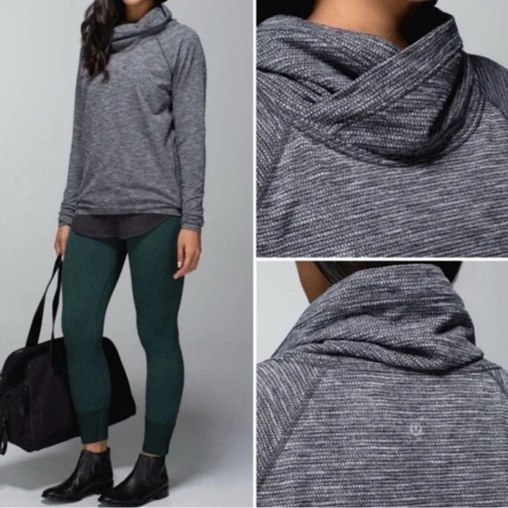 Lululemon Healthy Heart Pullover Coco Pique Black white Size 6 Long Sleeve